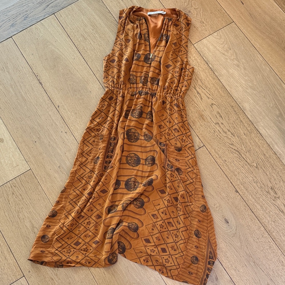 & Other Stories MIDI Tan Patterned Dress